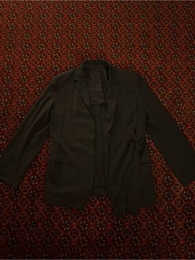Yohji Yamamoto Black Tie-Waist Blazer Jacket
